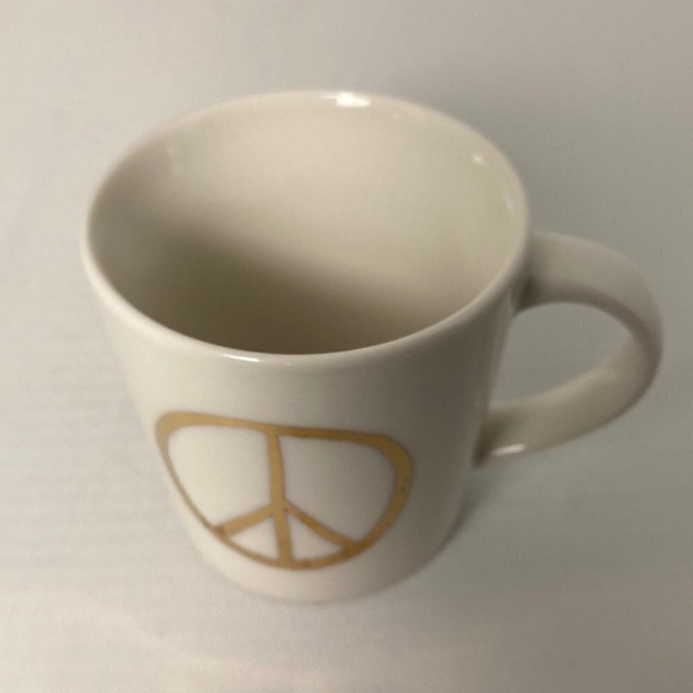 STARBUCKS Gold peace sign espresso mug